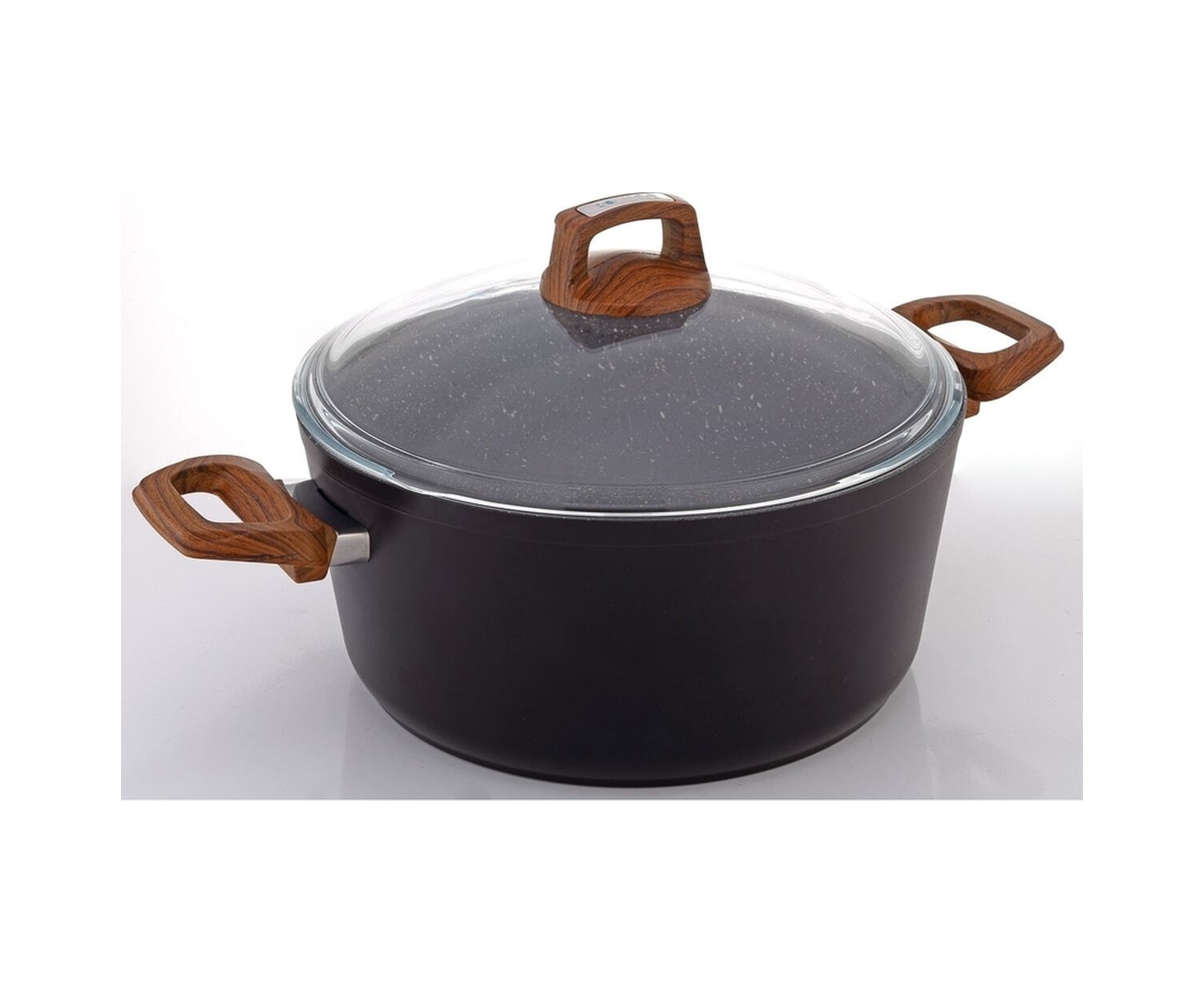 Bonera Vogue 20cm Ahşap Kulp Detaylı Granit Tekli Derin Tencere