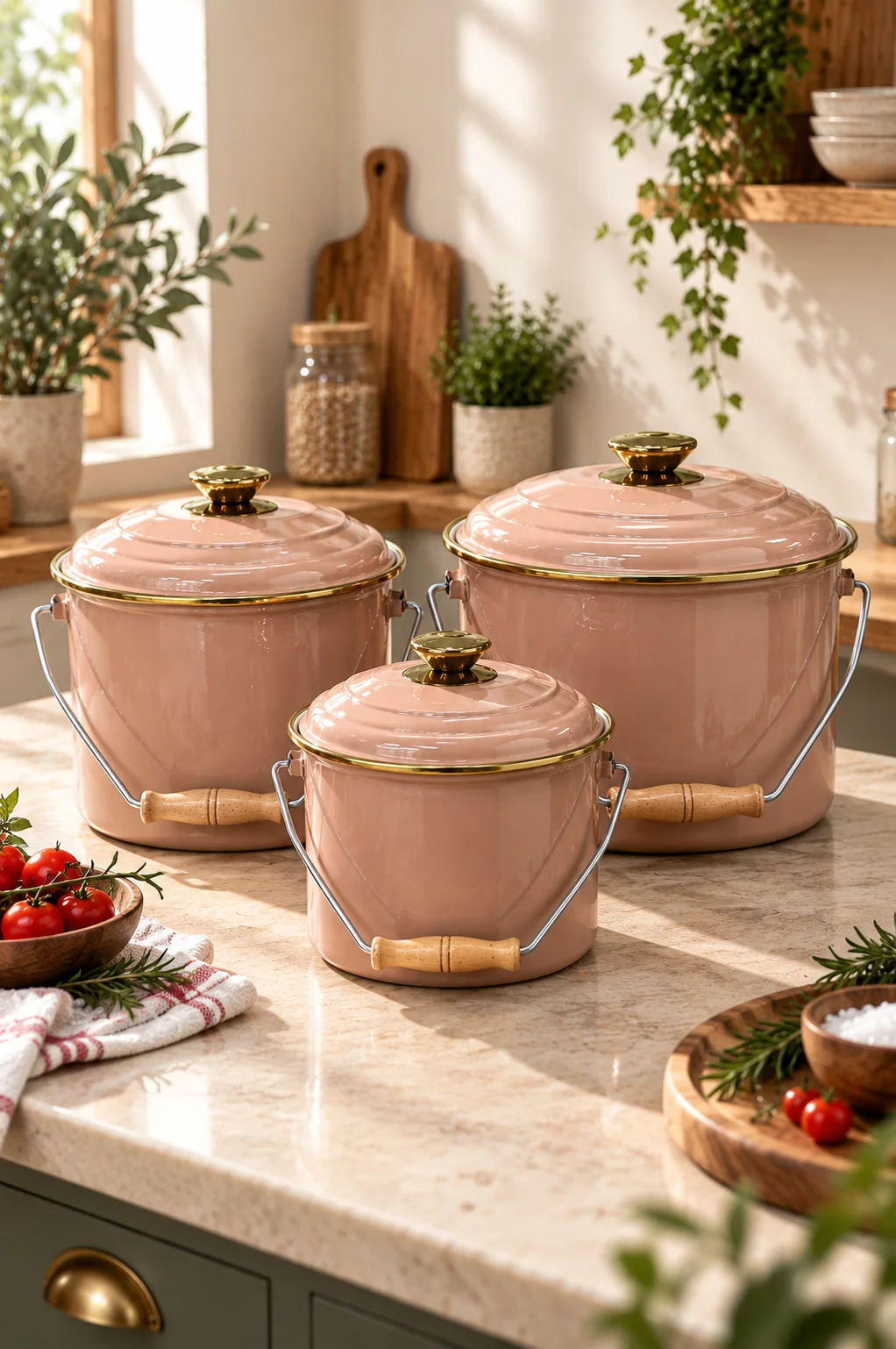 Emaye 3'lü Bakraç Seti 20-22-24 cm | Bonera