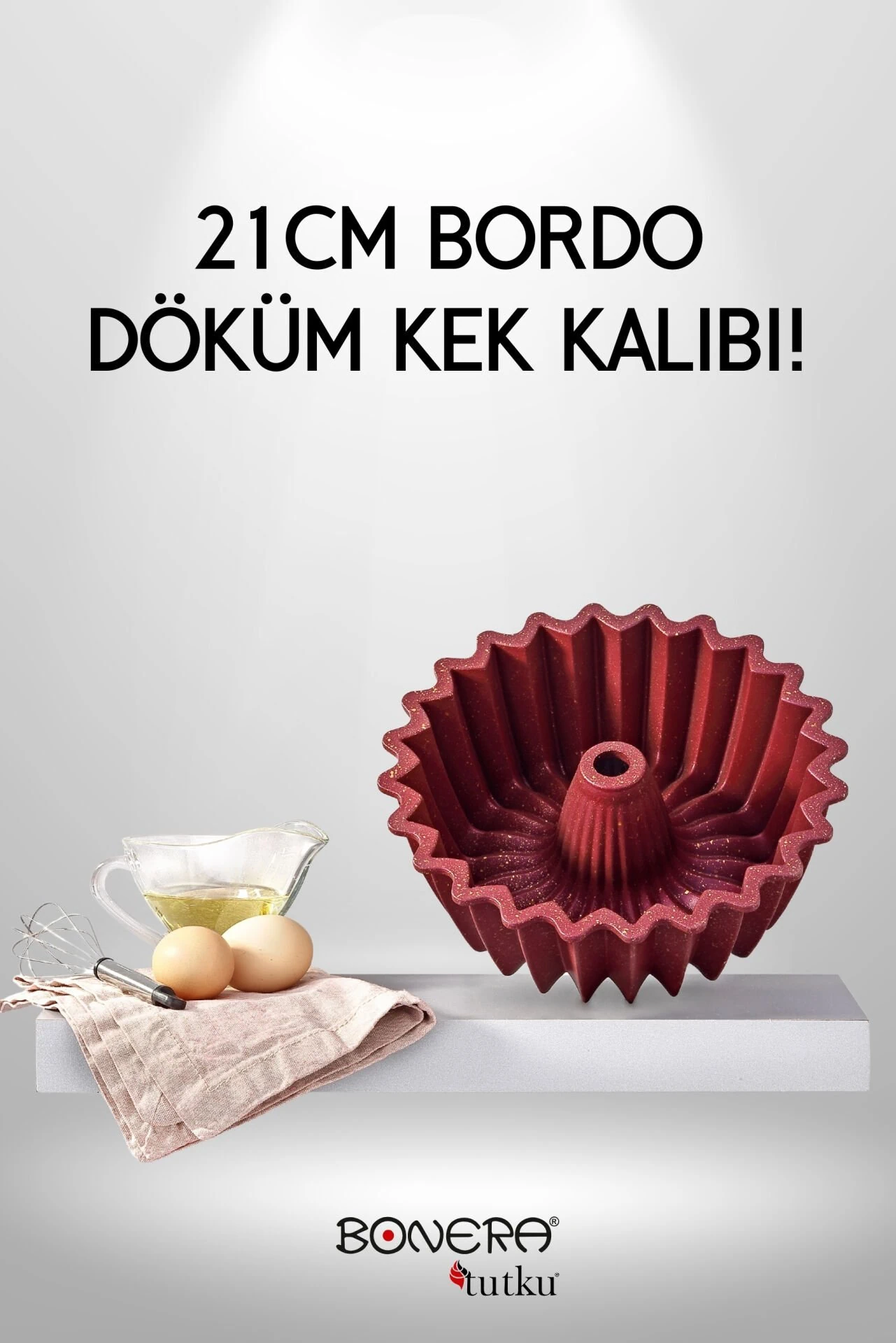 Bonera Dilim Desenli 21cm Bordo Döküm Kek Kalıbı