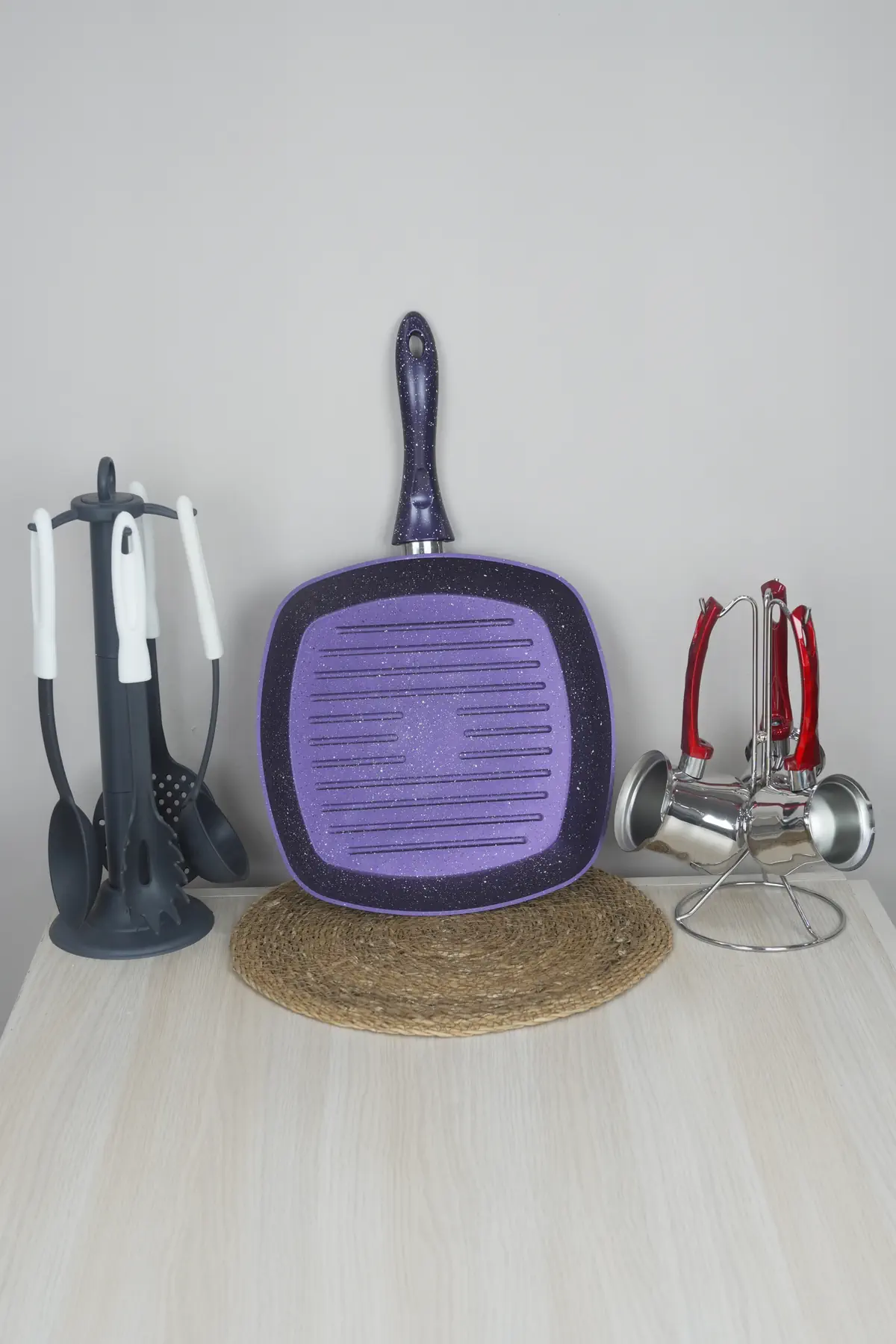 Bonera Seramik 28cm Grill Tava - Mor