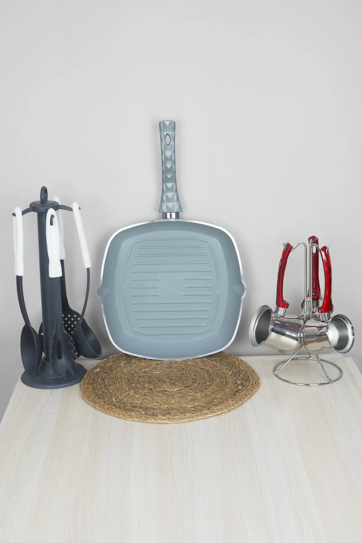 Bonera Seramik 28cm Grill Tava - Gri