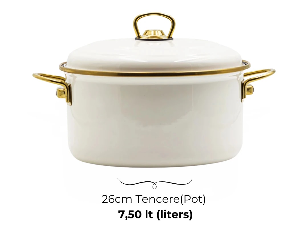 Krem Emaye 26 Cm Derin Tencere