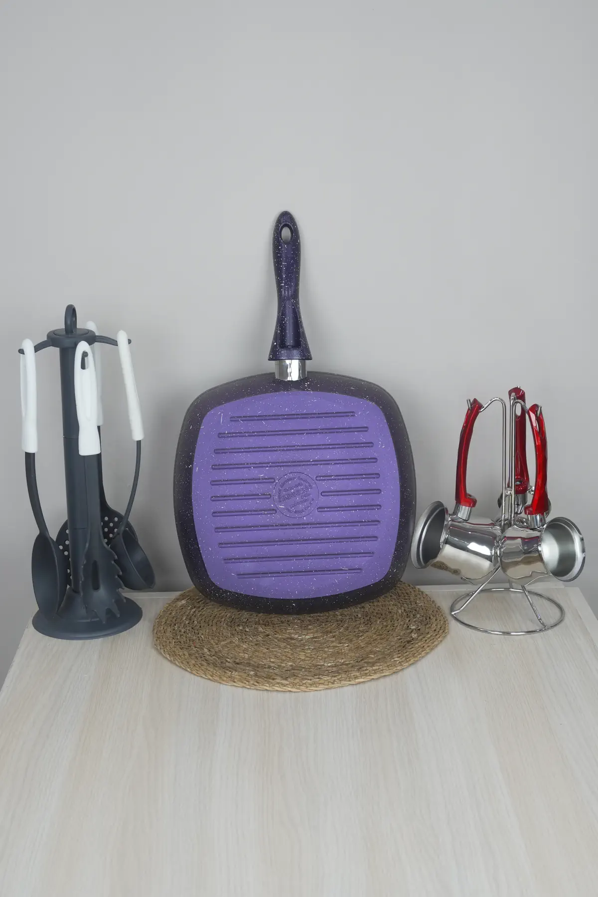 Bonera Seramik 28cm Grill Tava - Mor