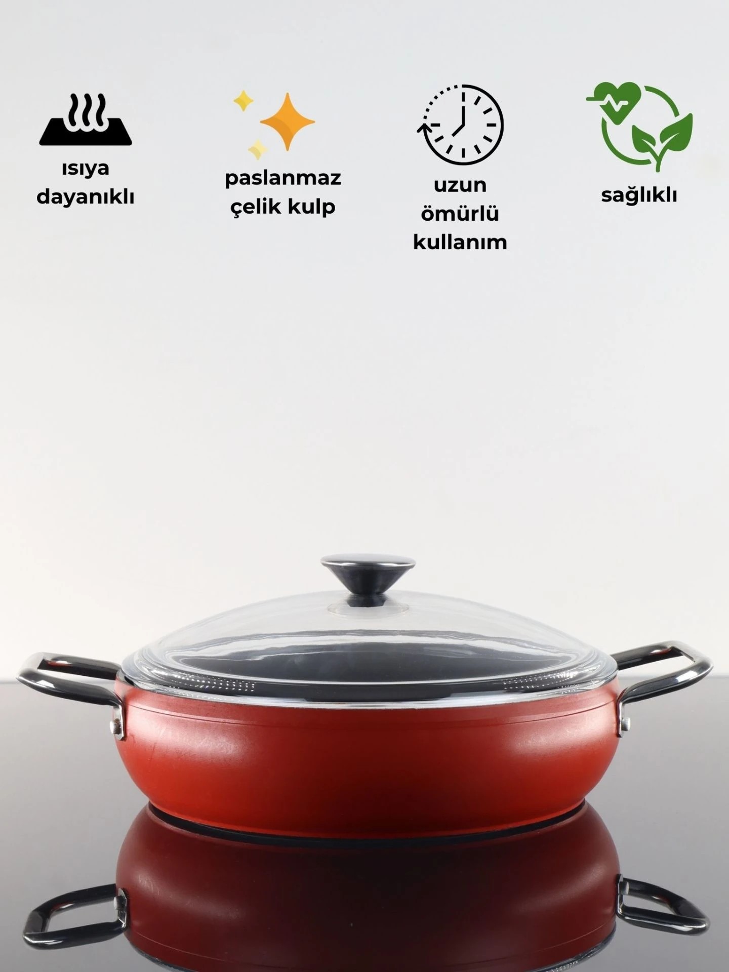 Pro-plus 24 Cm Kırmızı Karnıyarık Tencere
