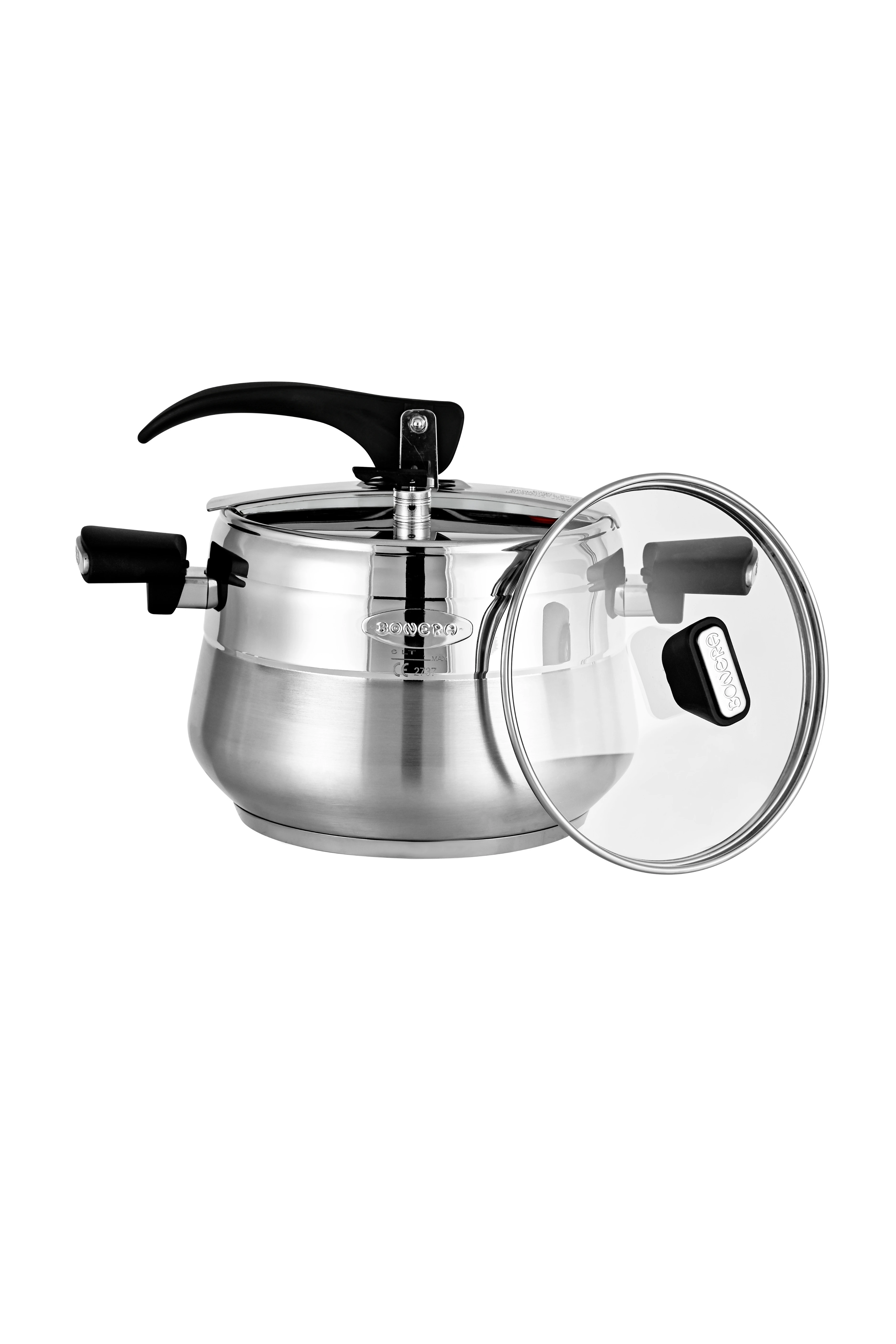 Bonera Special Paslanmaz Çelik Indüksiyon Tabanlı Cam Kapak Hediye 8 Lt Düdüklü Tencere