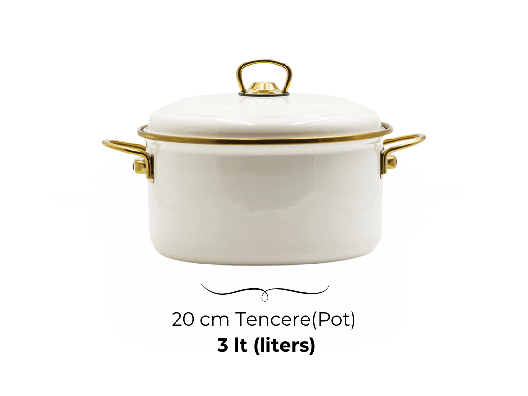 Bonera 20cm Krem Emaye Deri̇n Tencere