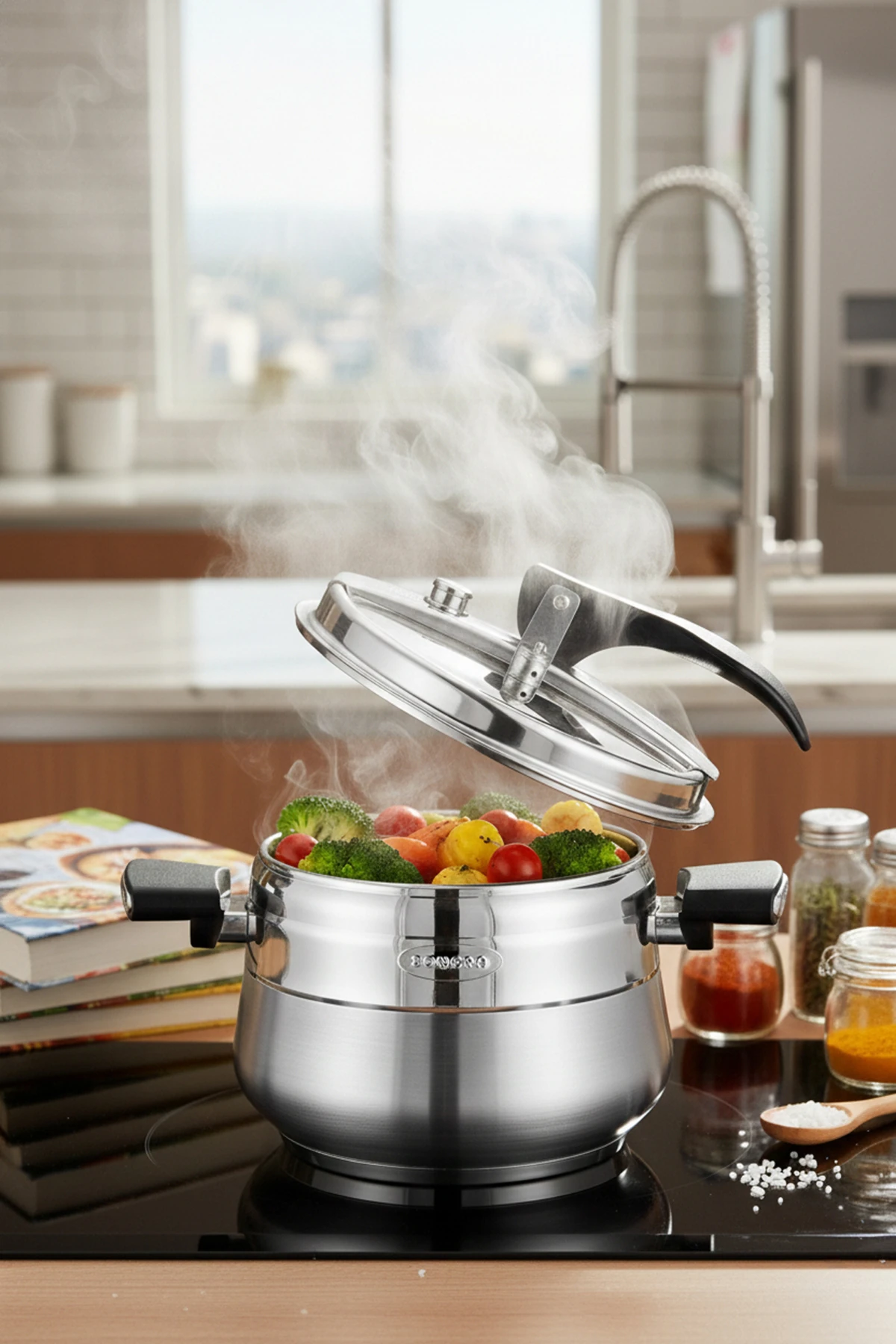 Special Paslanmaz Çelik Indüksiyon Tabanlı Düdüklü Tencere 10 Lt Cam Kapak Hediyeli