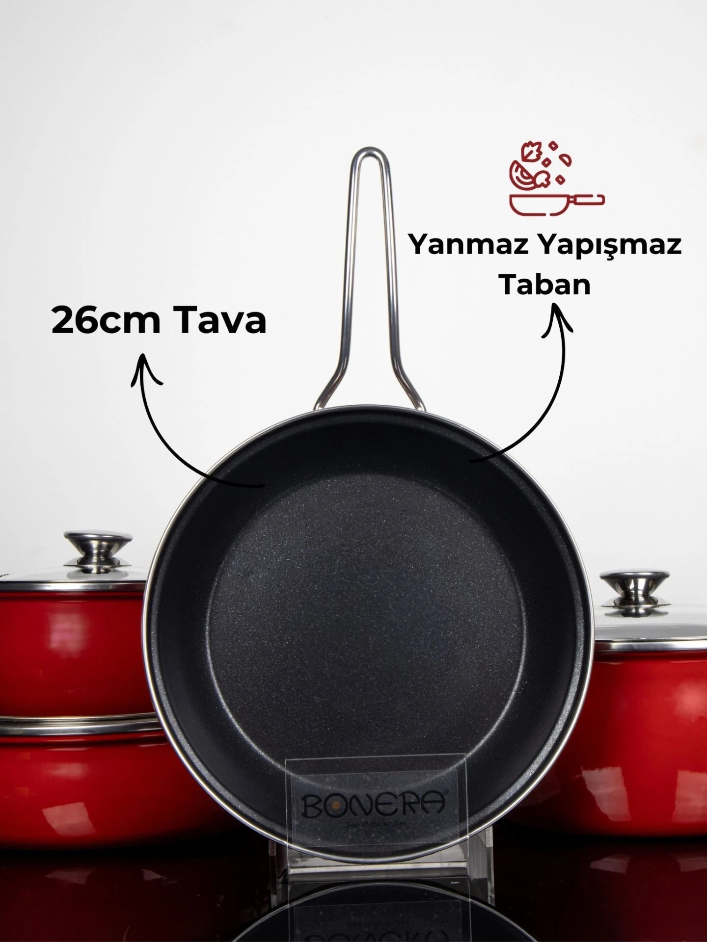 Lilium Içi Titanyum Dışı Emaye 7 Parça Tencere Tava Seti