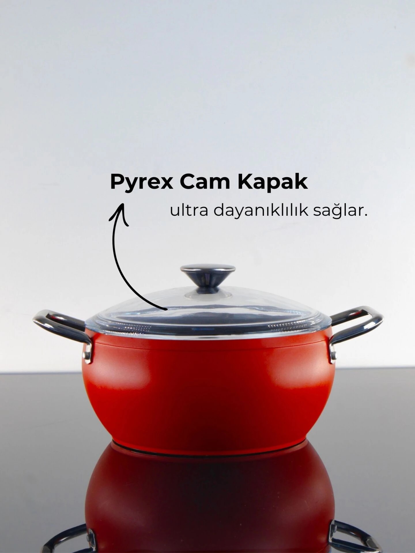 Pro-plus 22 Cm Kırmızı Derin Tencere