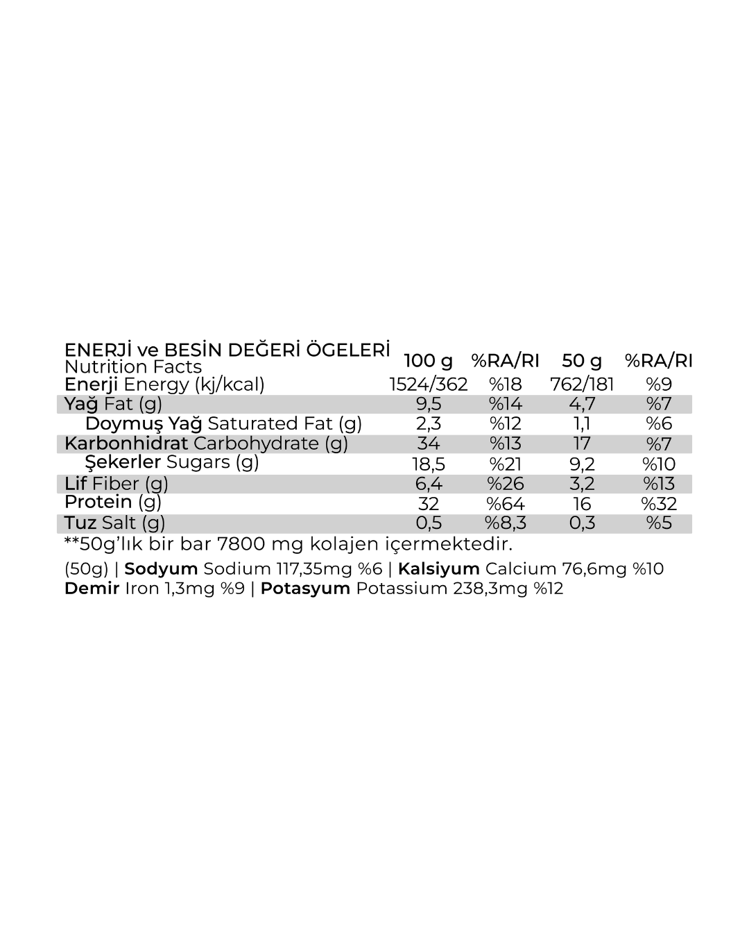 Elmalı Tarçınlı Kolajenli Yüksek Protein Bar