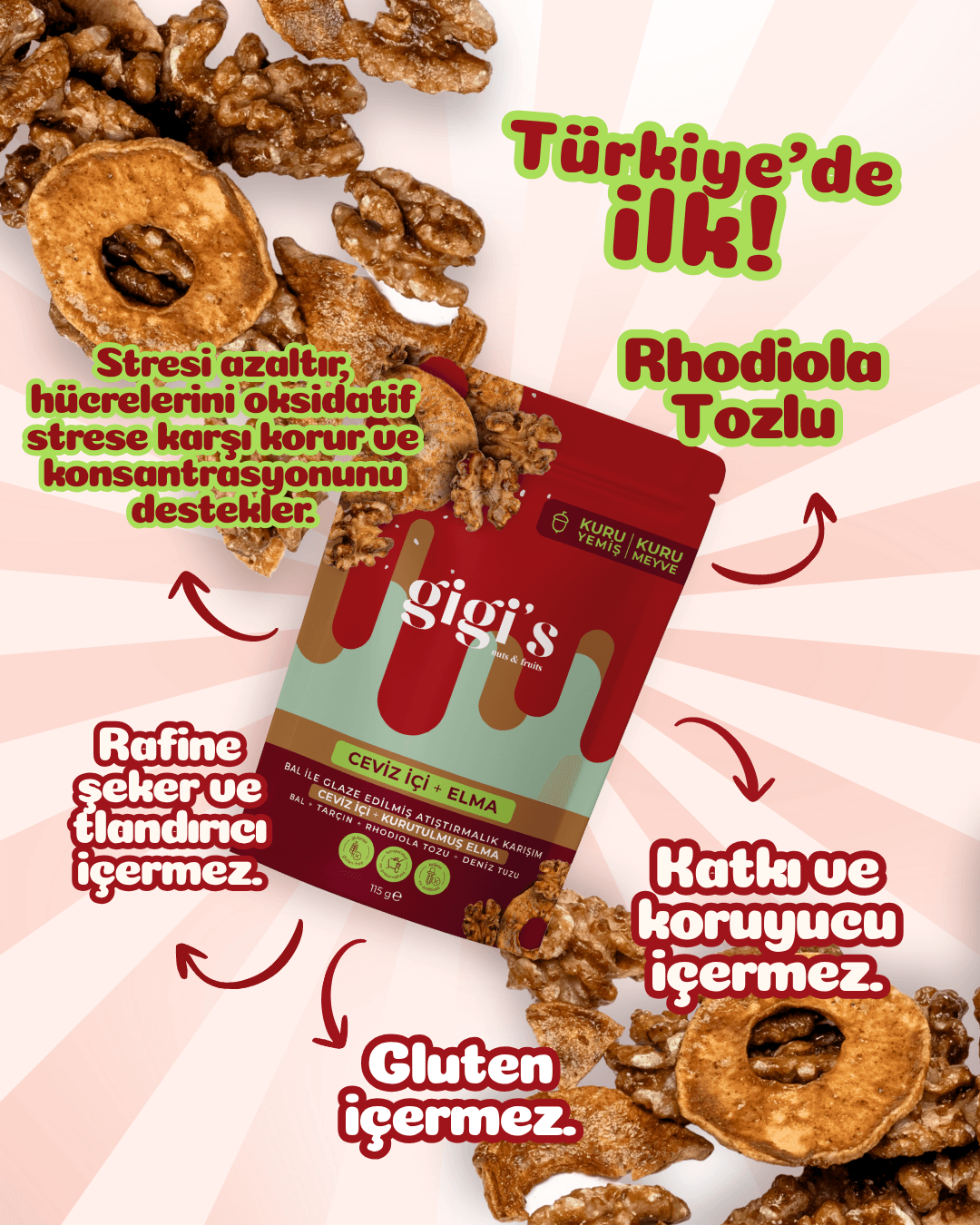 Apple Pie Bal ile Glaze Edilmiş Crunchie Karışım