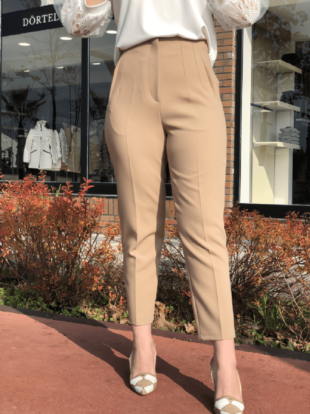 Kadın Bej Yüksek Bel Pantolon