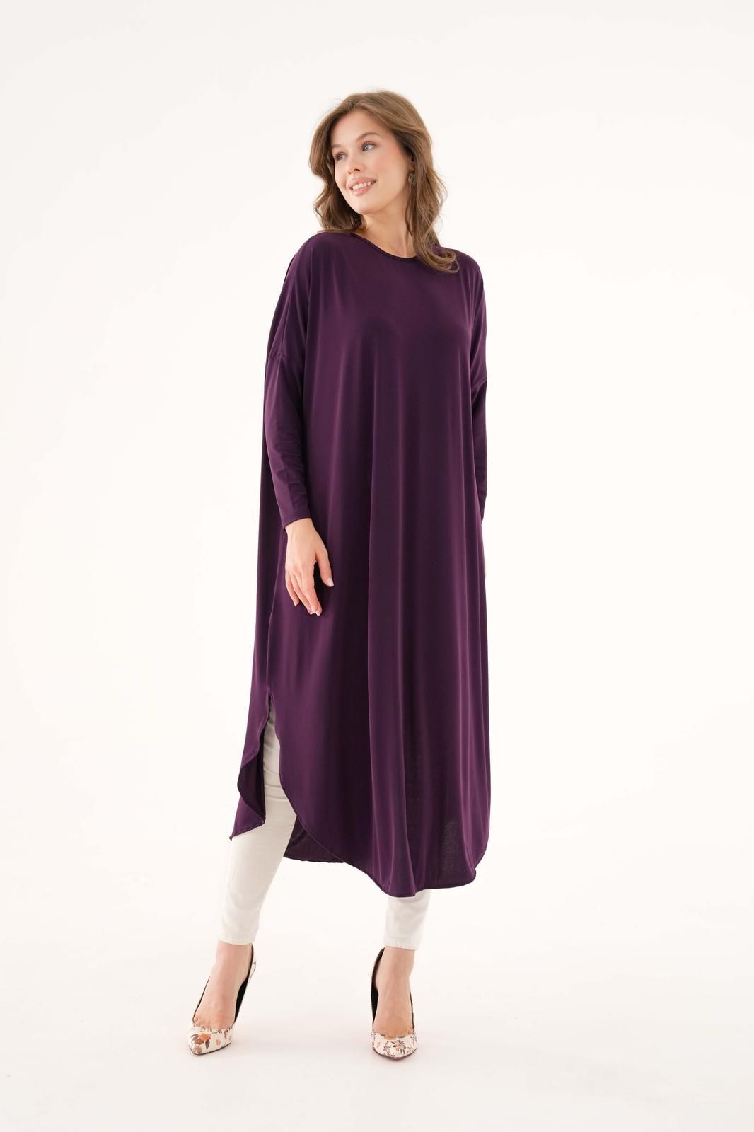 Sandy Yırtmaç Tunik Mürdüm