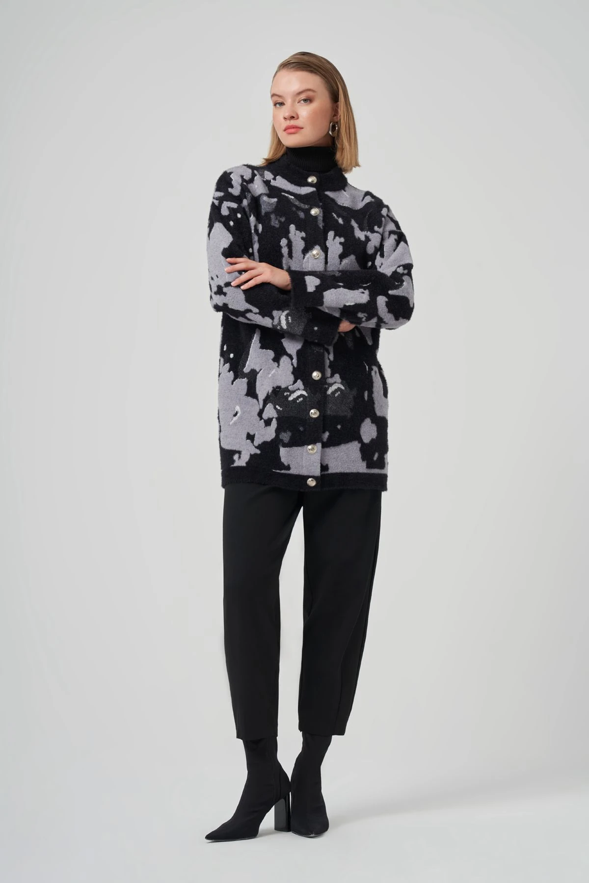 Nuss 7006 Angora Desenli Hırka