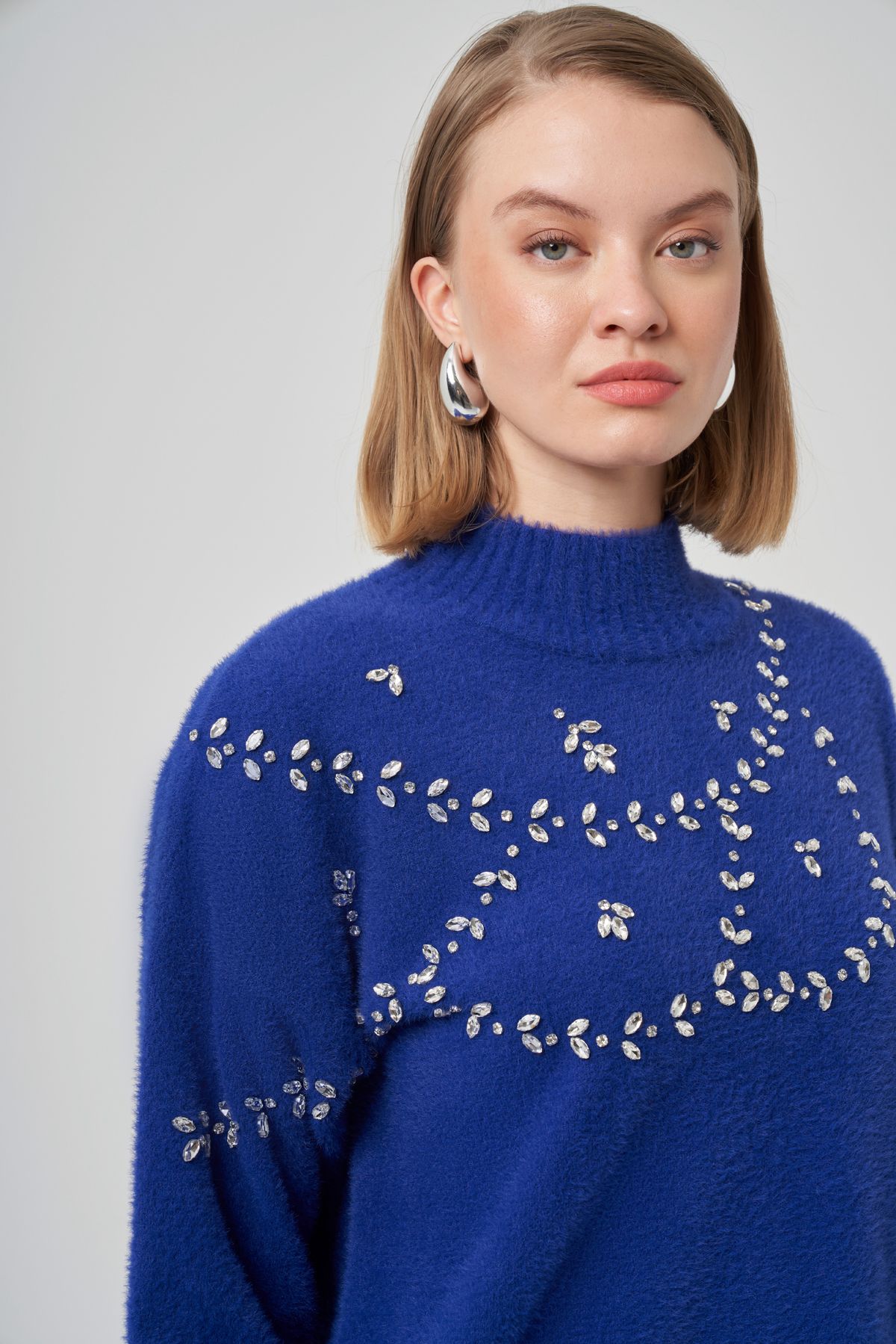 Nuss 7002 Ön Taş İşlemeli Angora Tunik  - SAKS