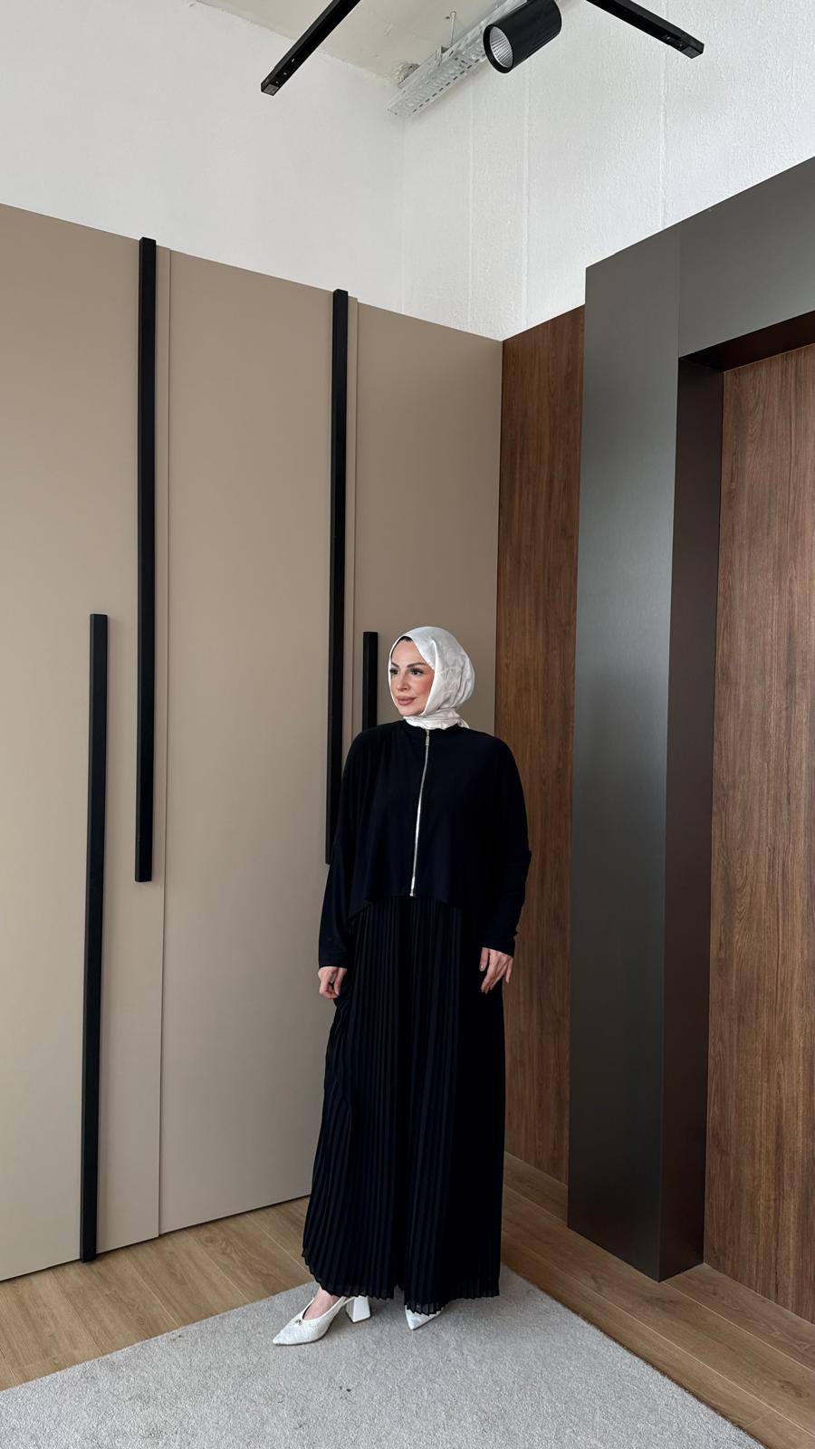 Bomberlı Pilise Elbise - SİYAH