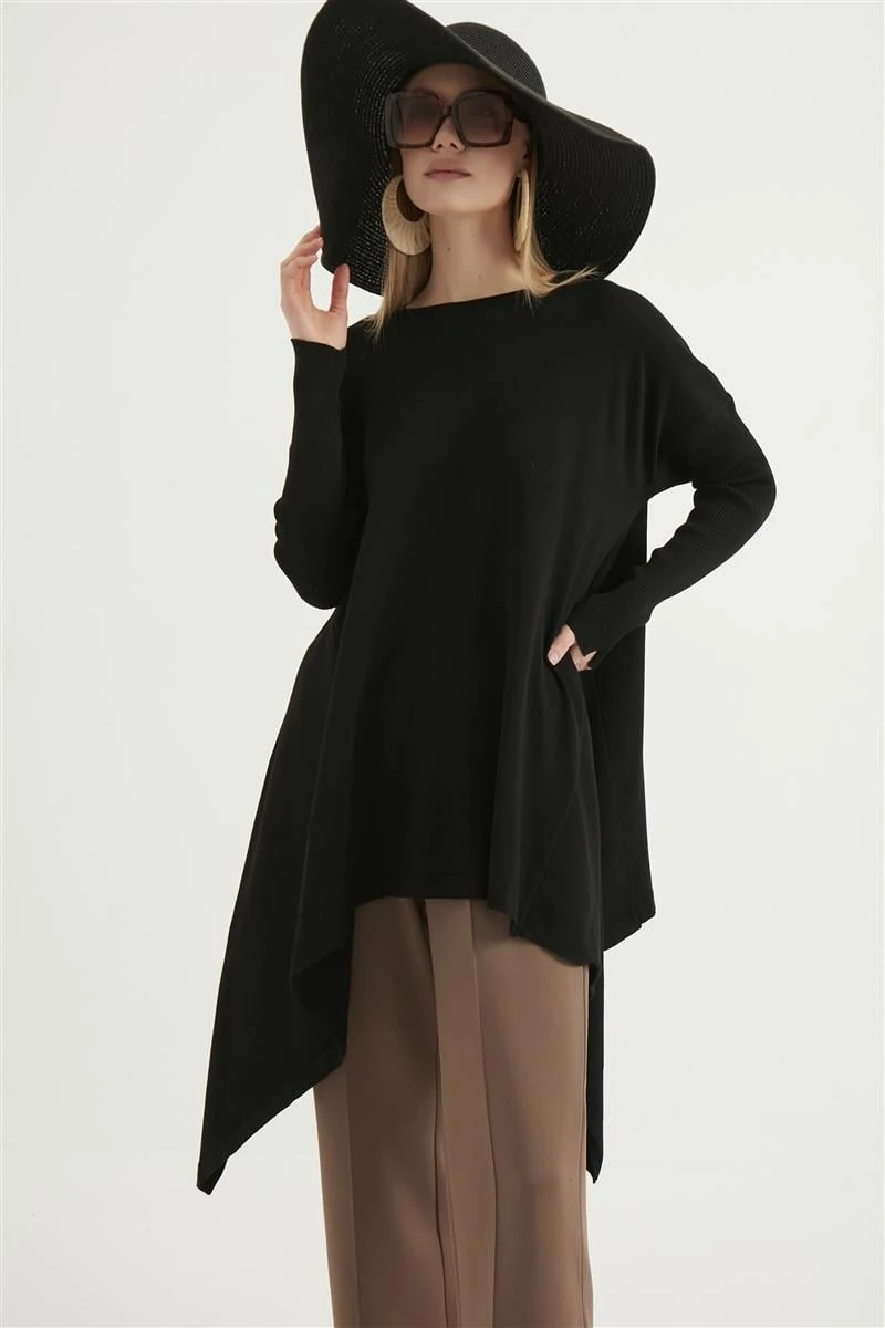 Melinda Verevli Tunik-Siyah