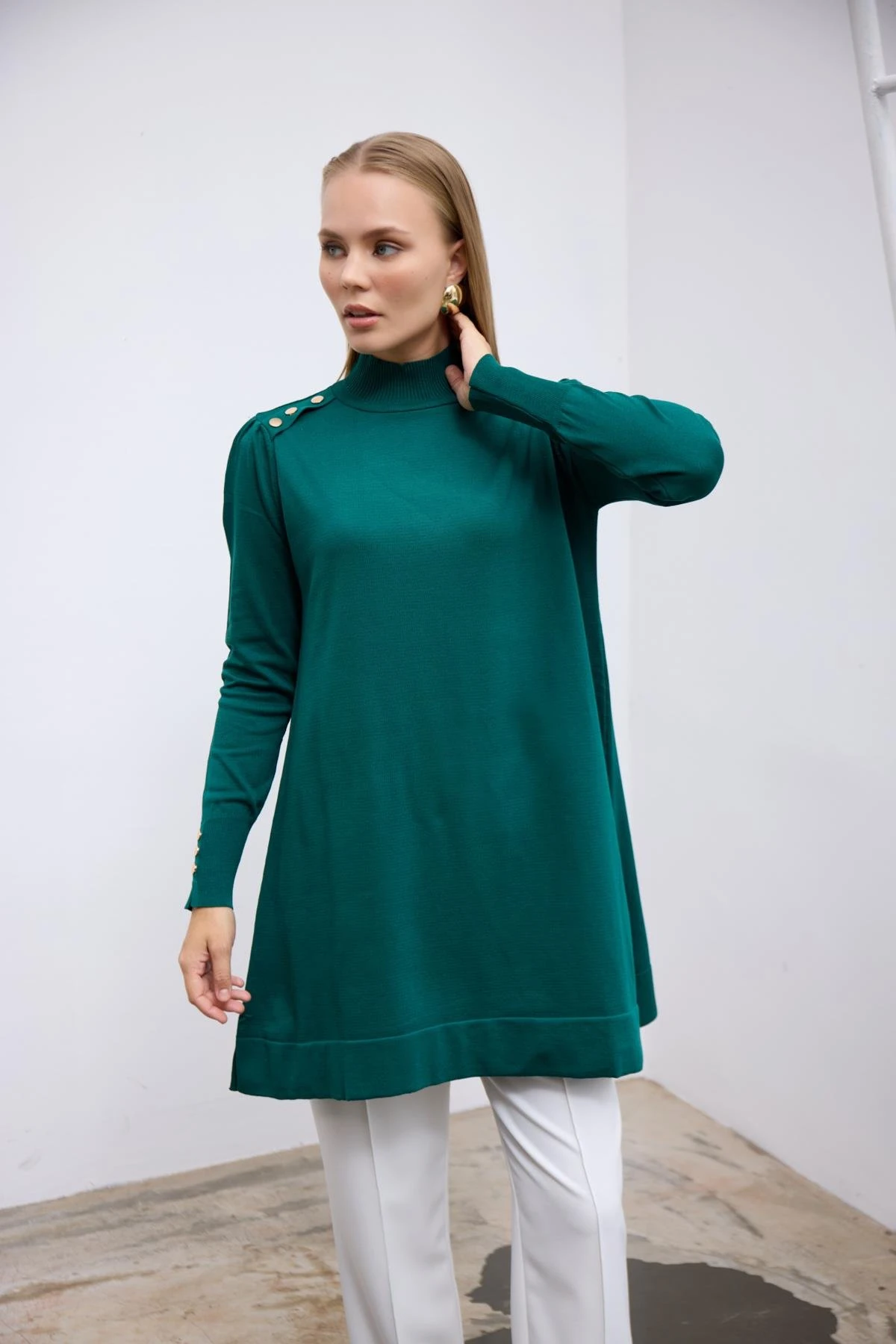 Candy Merserize Tunik Zümrüt Yeşili