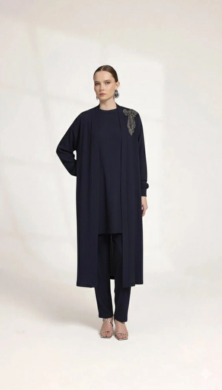 Apoletli 3 Lü Takım Lacivert