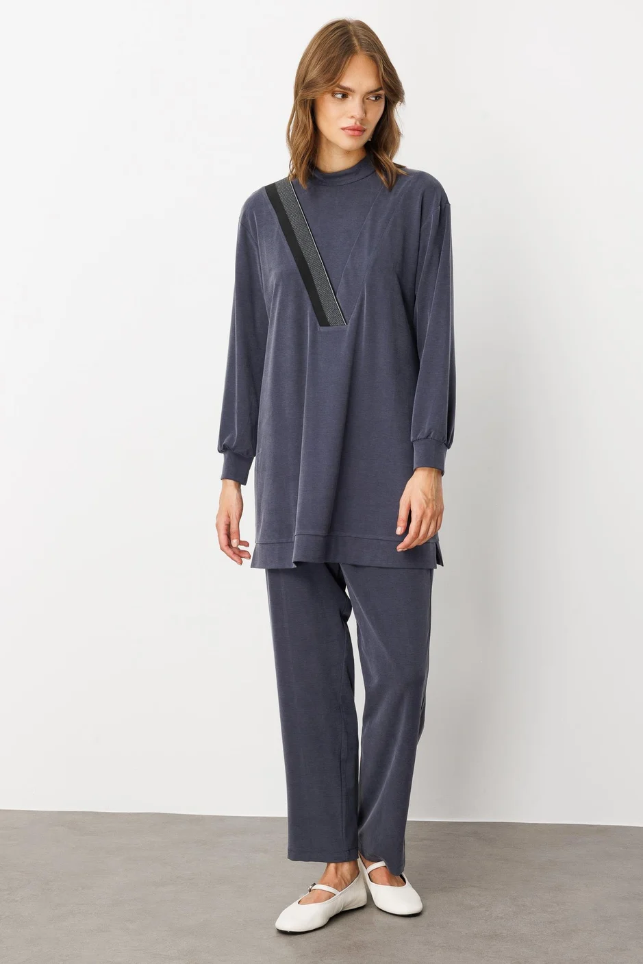 Soft Örme (miccell %55 doğal) İçerikli Ribana Garni  Takım - lacivert