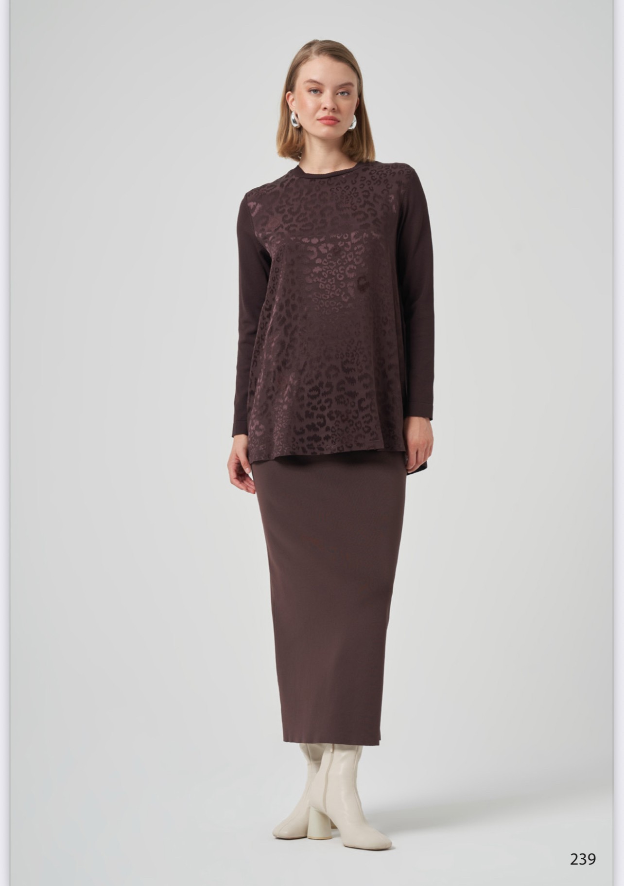 nuss leopar tunik - Kahverengi