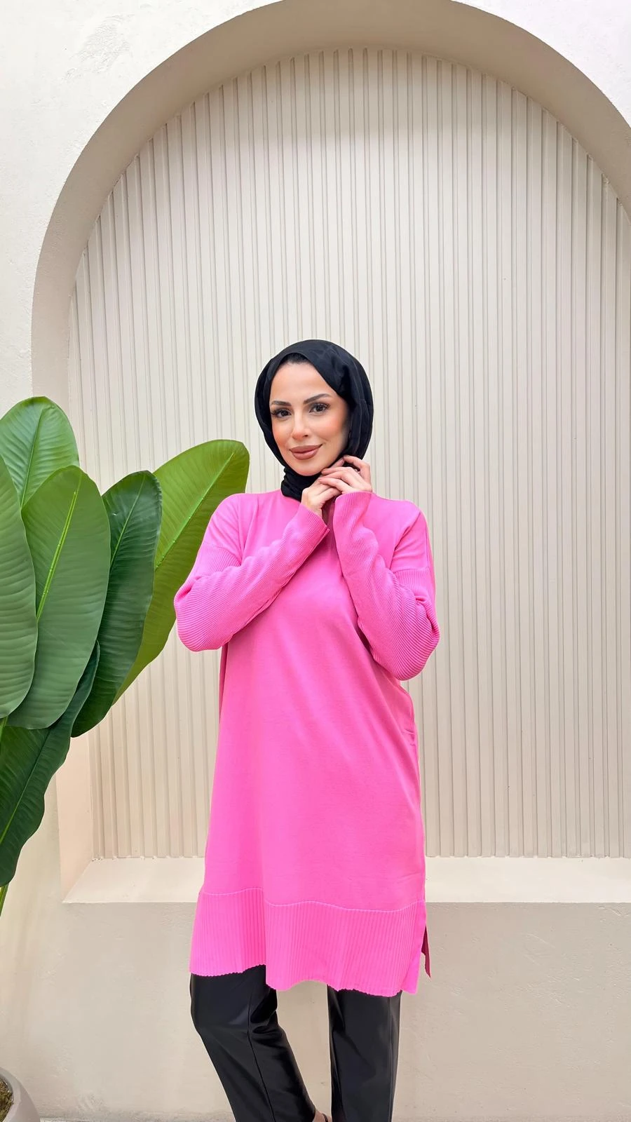 Uzun Merserize Tunik  - PEMBE