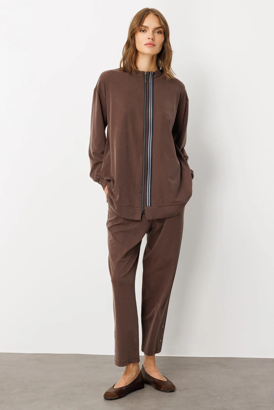 Soft Örme Miccell (%55 doğal) İçerik Dokuma Ön Garni Pantalon Takım