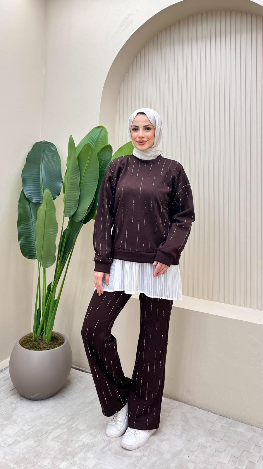 Işıltılı Takım - Kahverengi