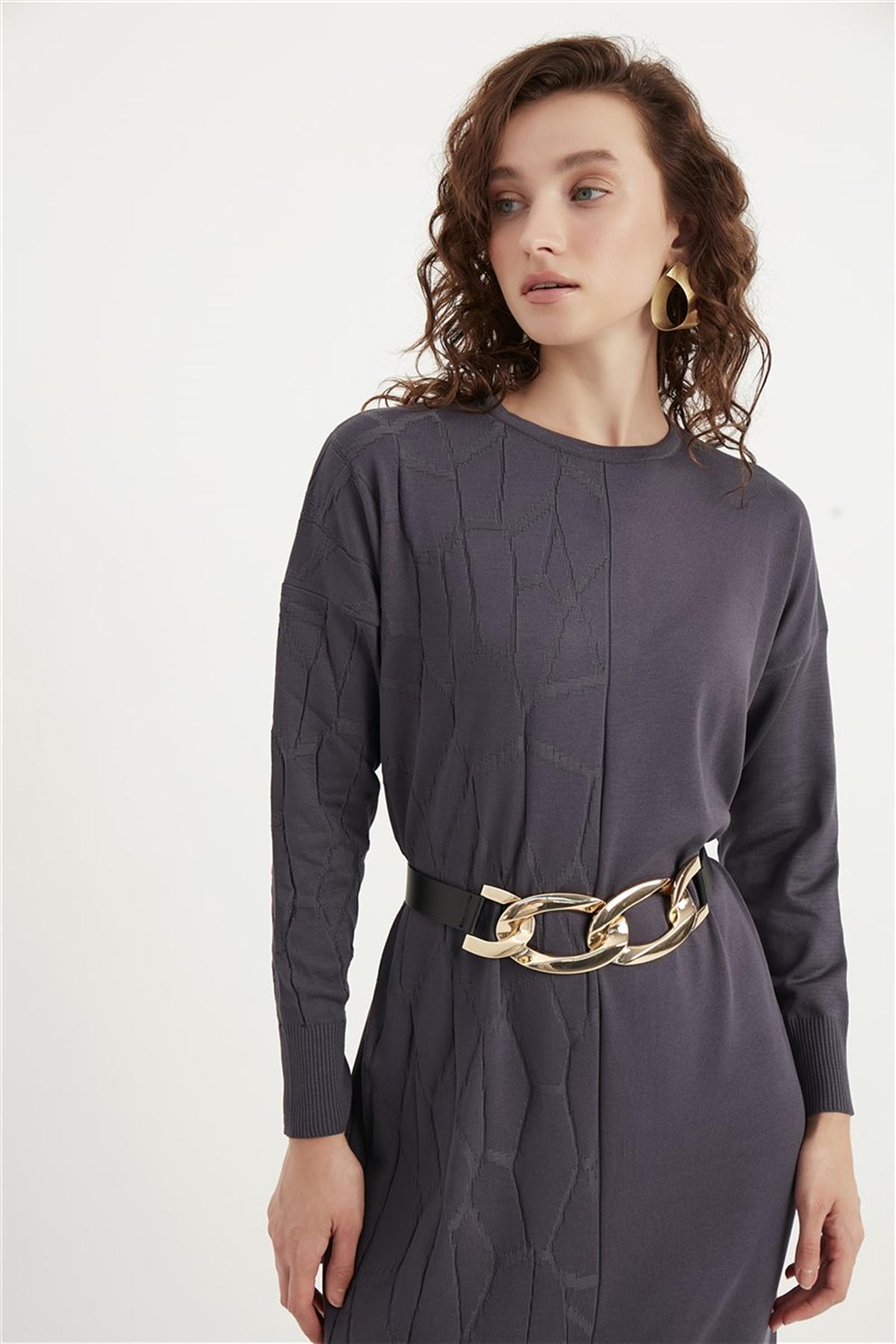 Side Merserize Elbise Antrasit