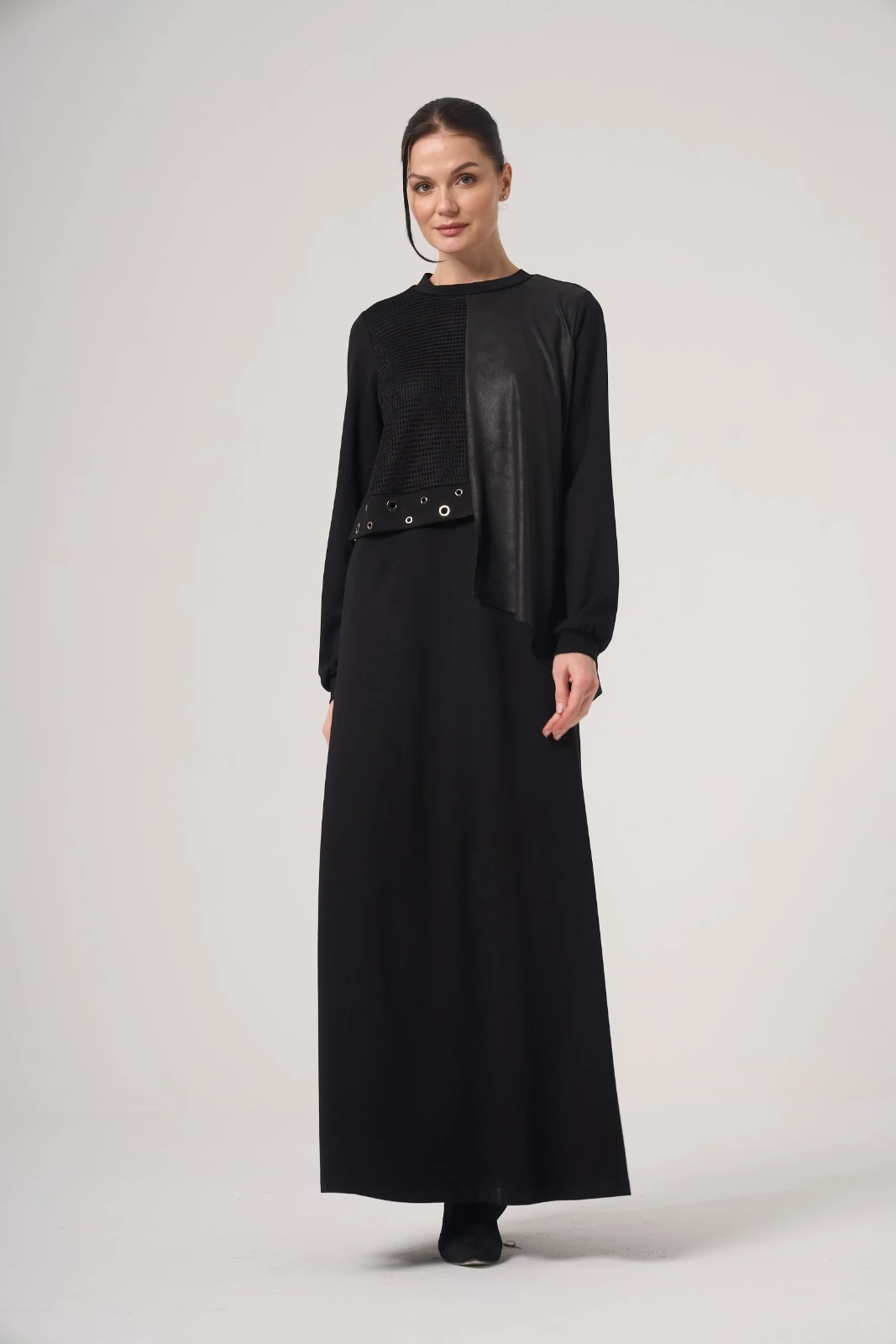 Orhan Deri Parçalı Elbise