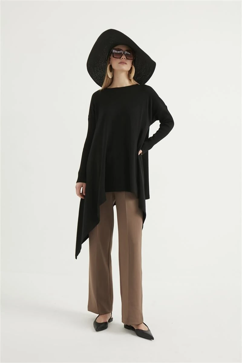 Melinda Verevli Tunik-Siyah