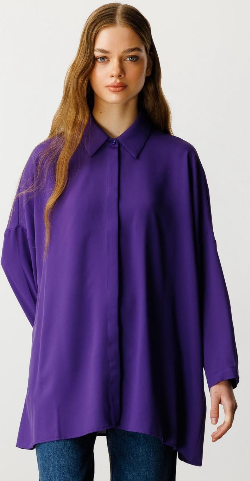 Oversize Gömlek Mor