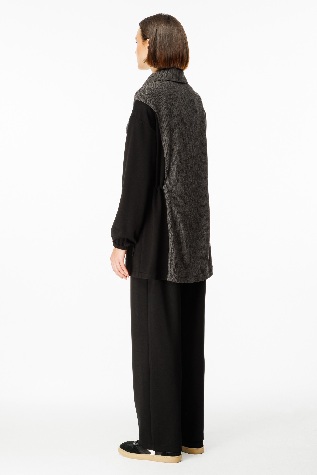 Özel Örme Garni Ve Örme Pantalon Kombin Takım-Siyah