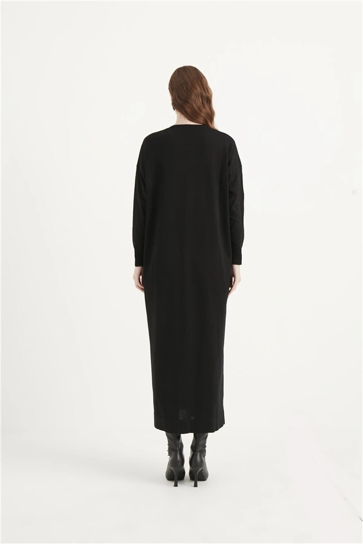 Side Merserize Elbise Siyah