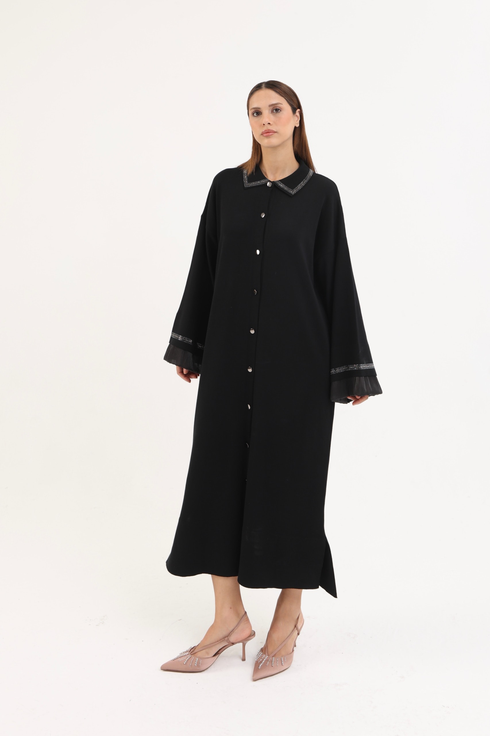 Tül Detaylı Merserize Hırka