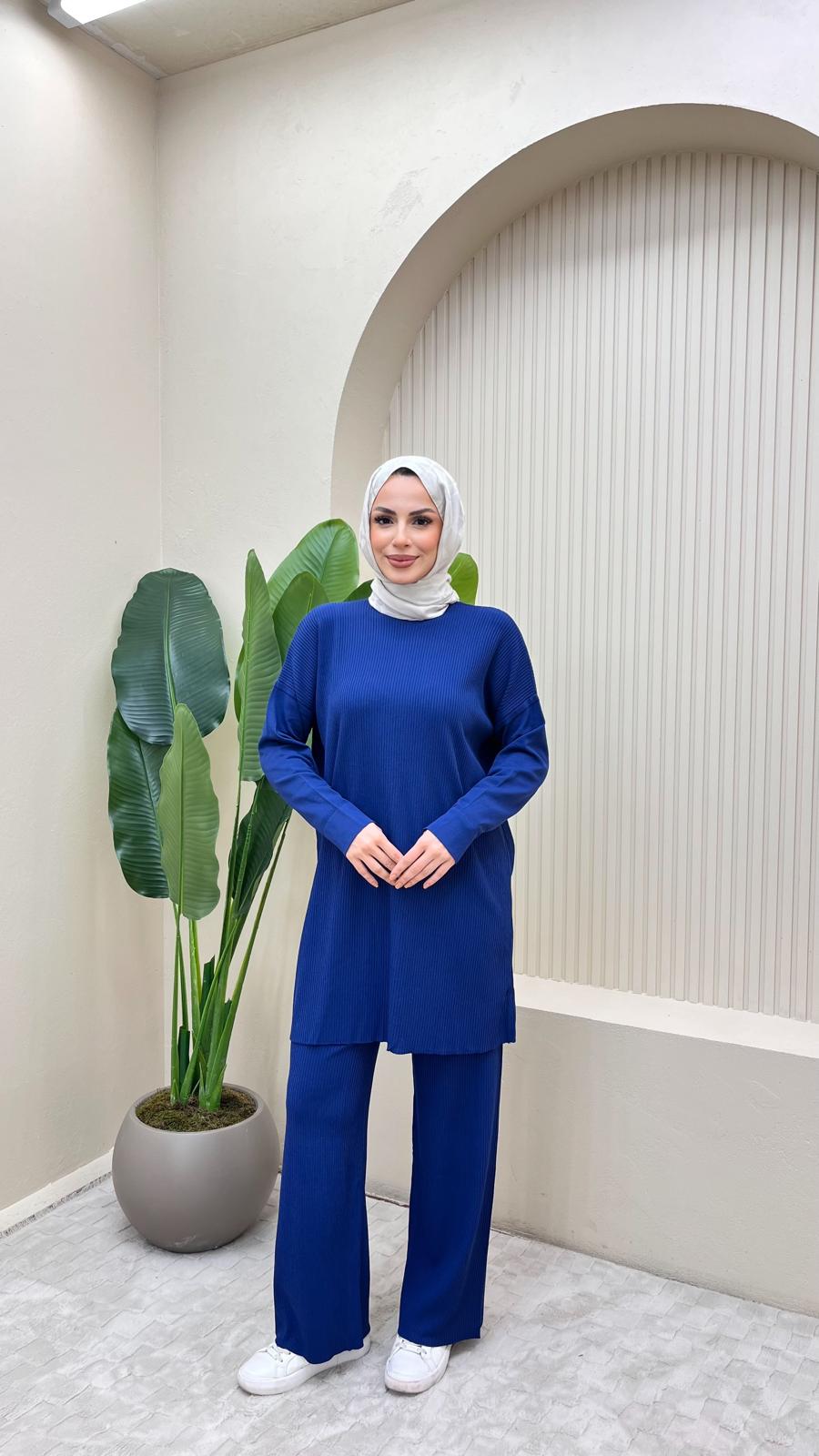 Çizgili Merserize Takım - SAKS