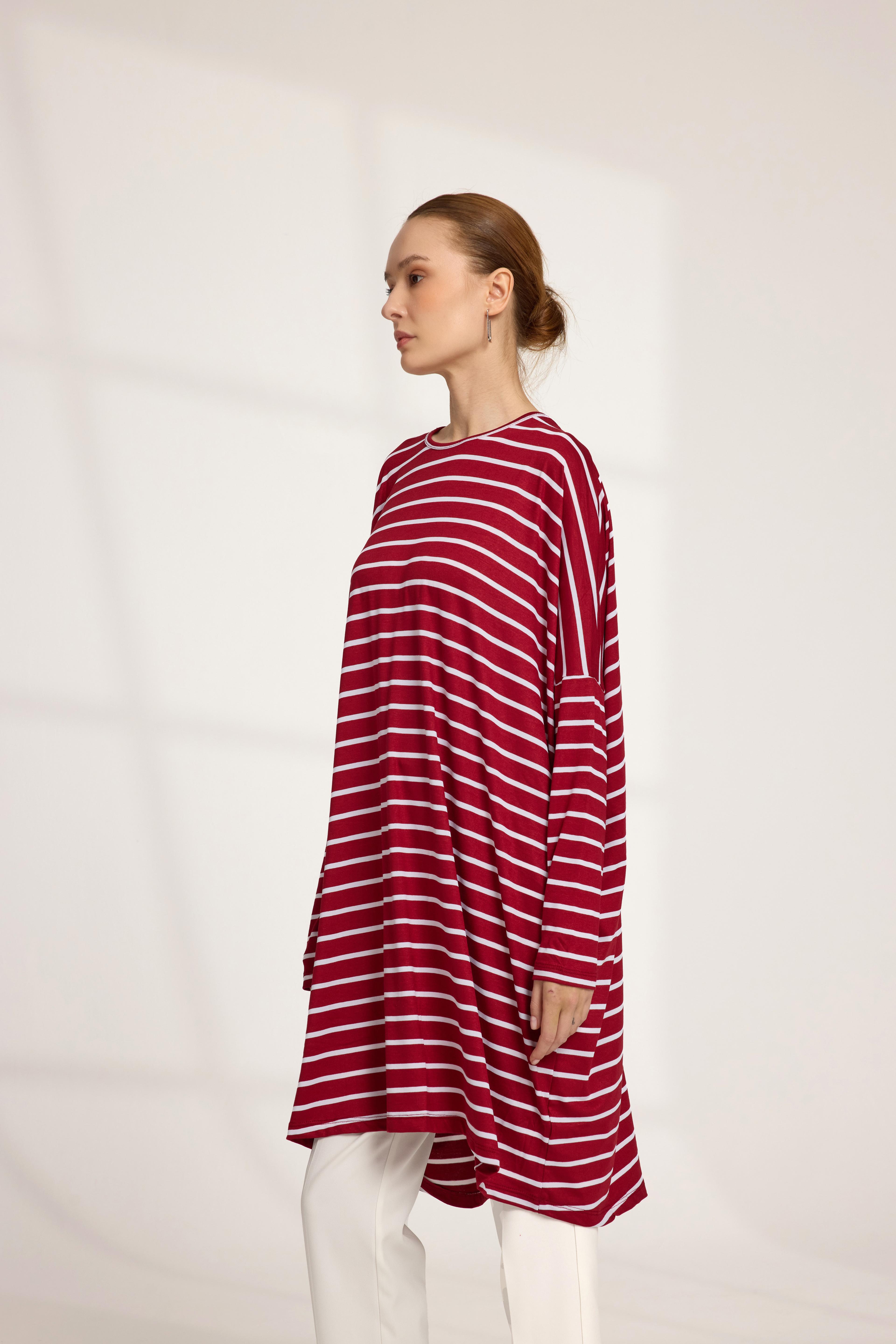 Çizgili Tunik Bordo