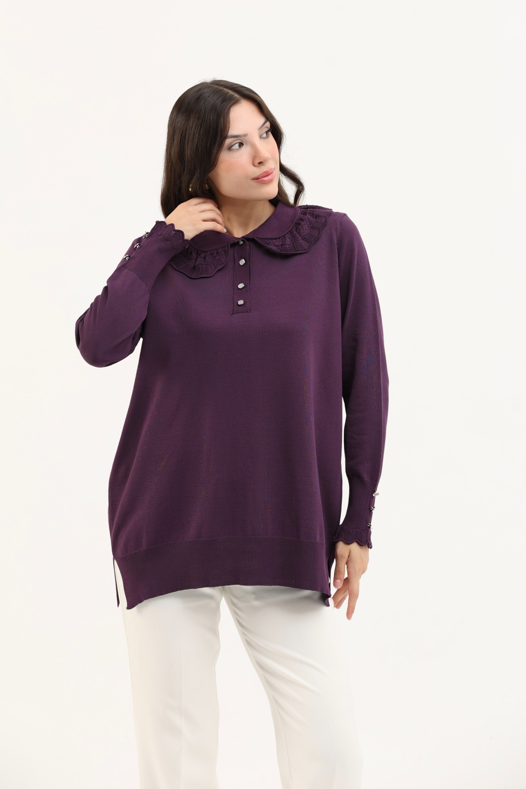 Dantel Yaka Merserize Tunik - MÜRDÜM