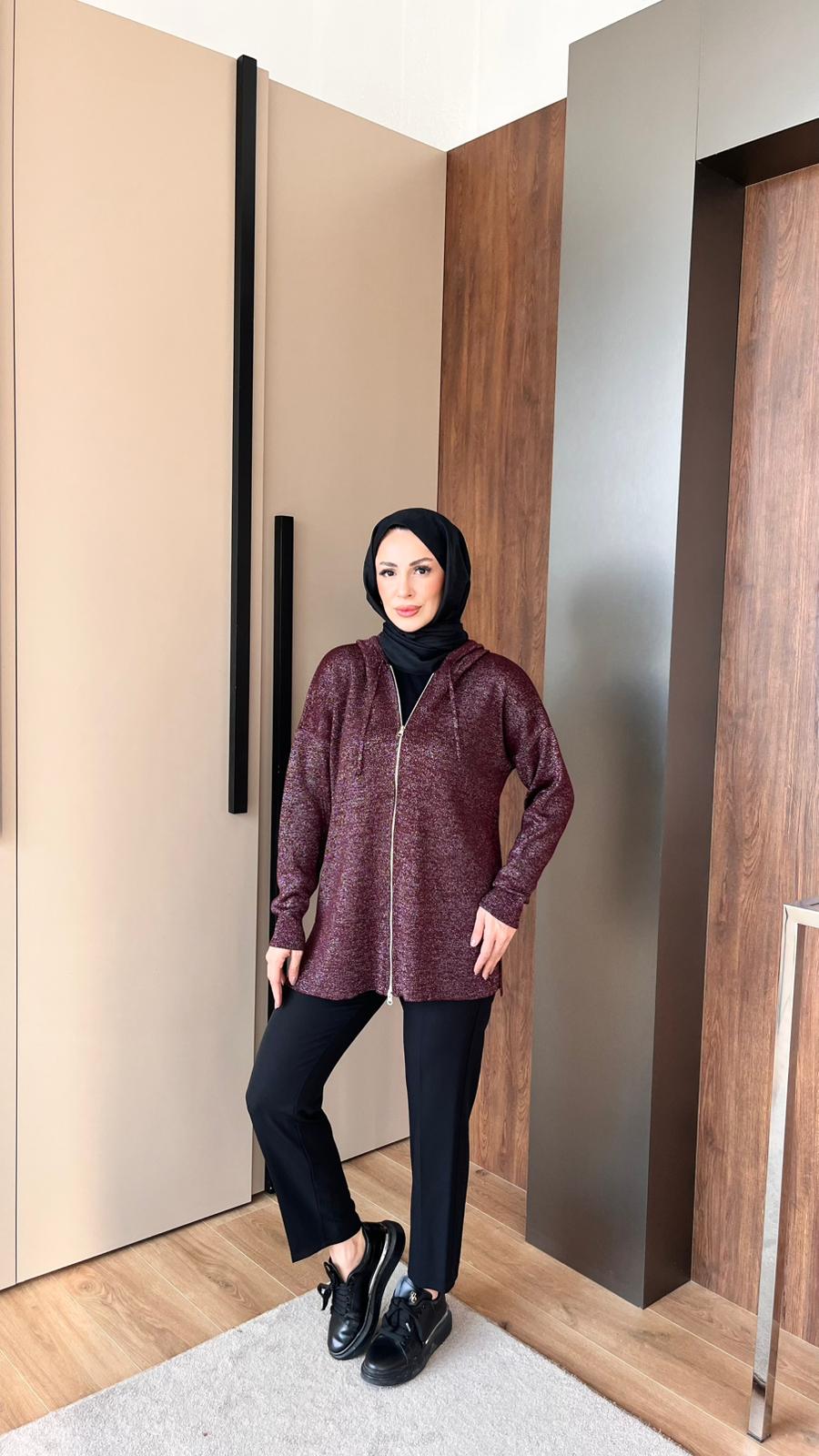 SİMLİ MERSERİZE HIRKA - BORDO