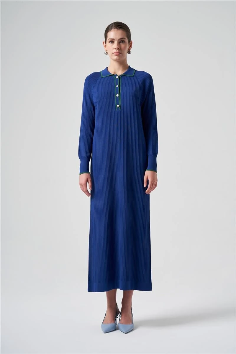 Polo Yaka Nus Elbise-Saks