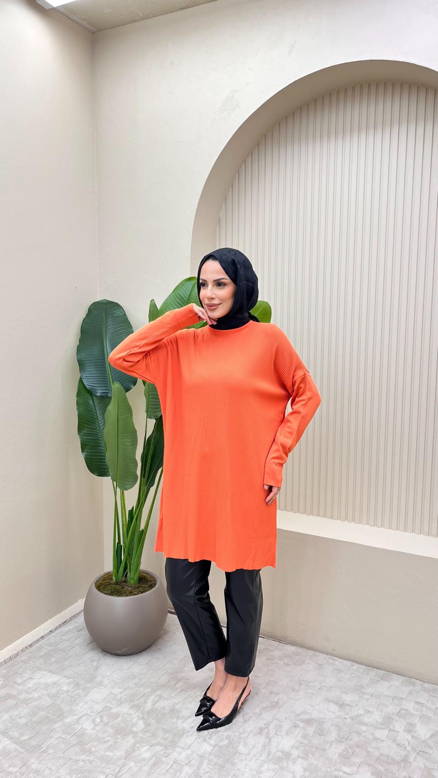 Fitilli Merserize Tunik - TURUNCU