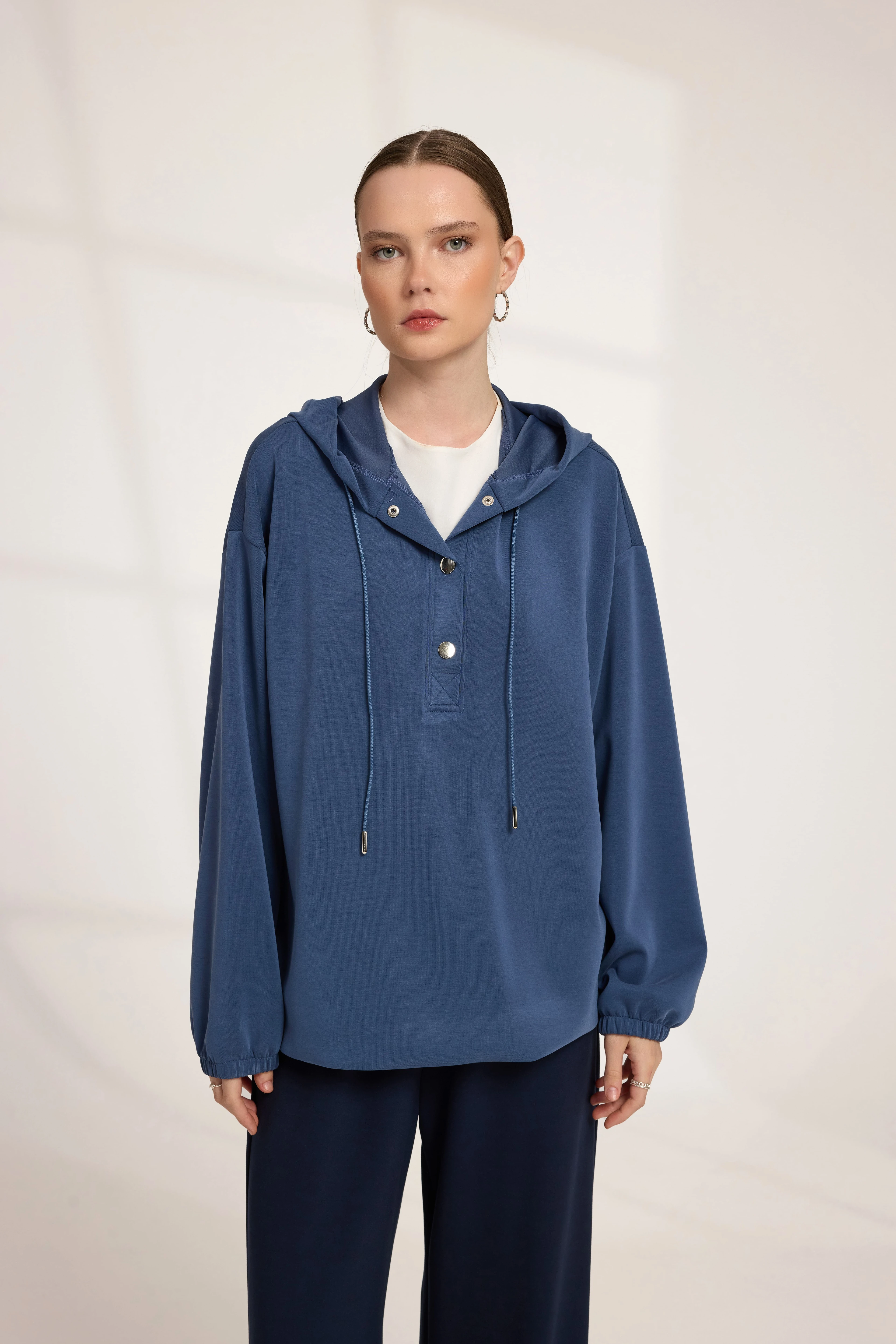 Düğmeli Tunik İndigo