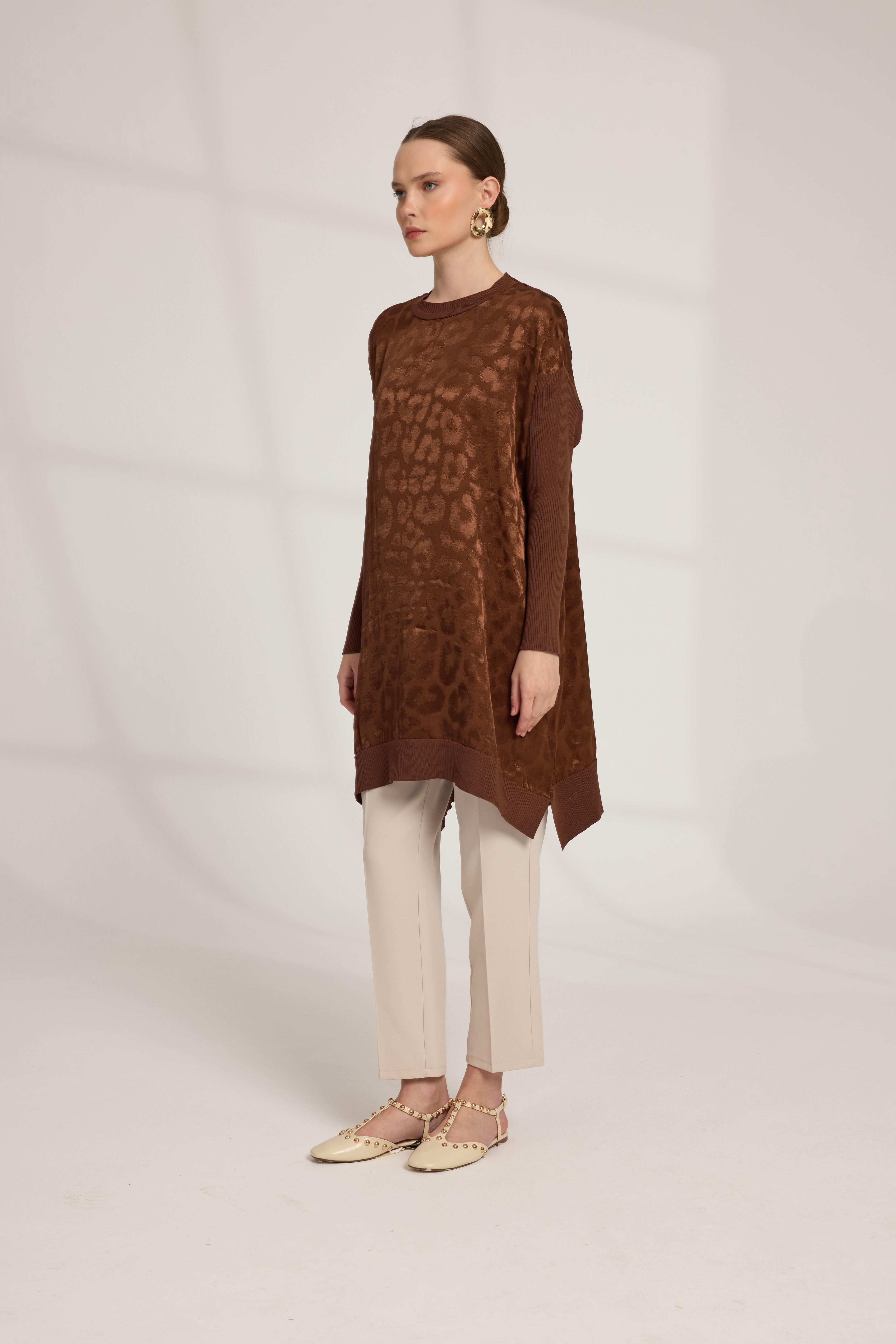 Leopar Tunik Acı Kahve