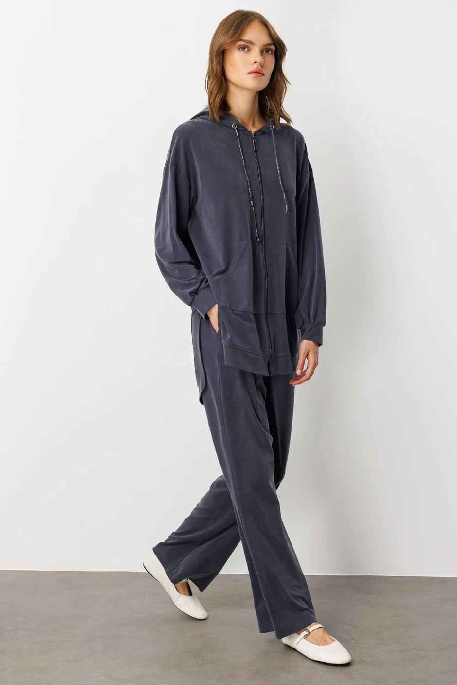 Soft Örme (miccell %55 doğal içerik) Elişi Detaylı Pantalon Kombin Takım