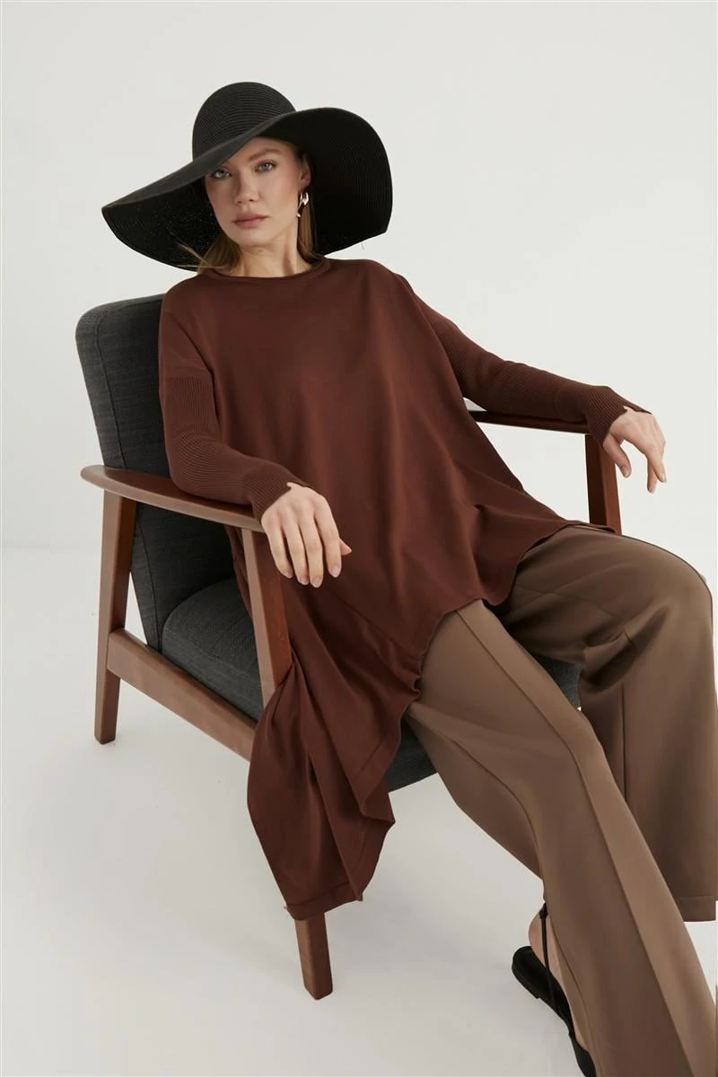 Melinda Verevli Tunik-Kahverengi Series