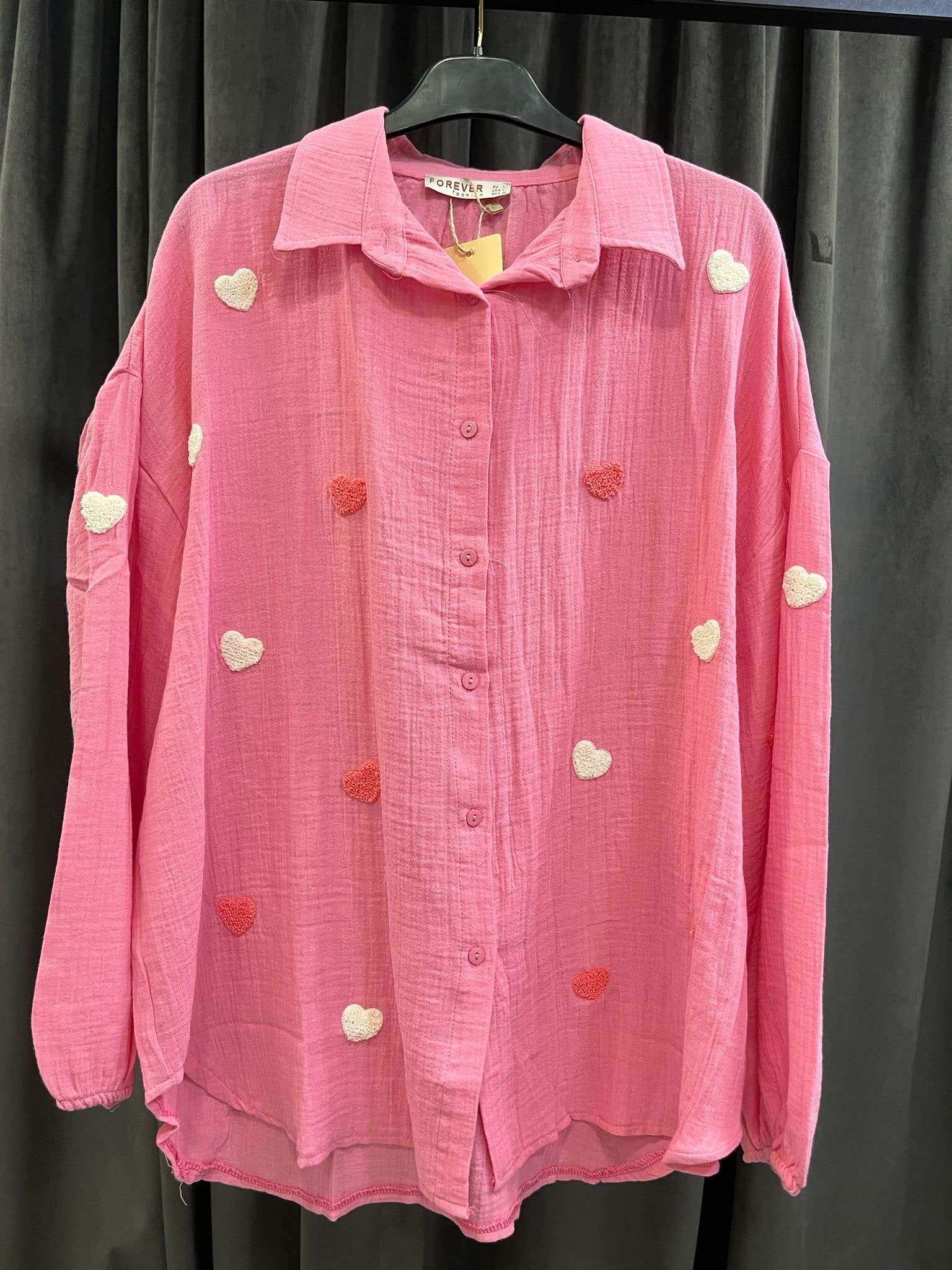 Kalp Gömlek - PEMBE