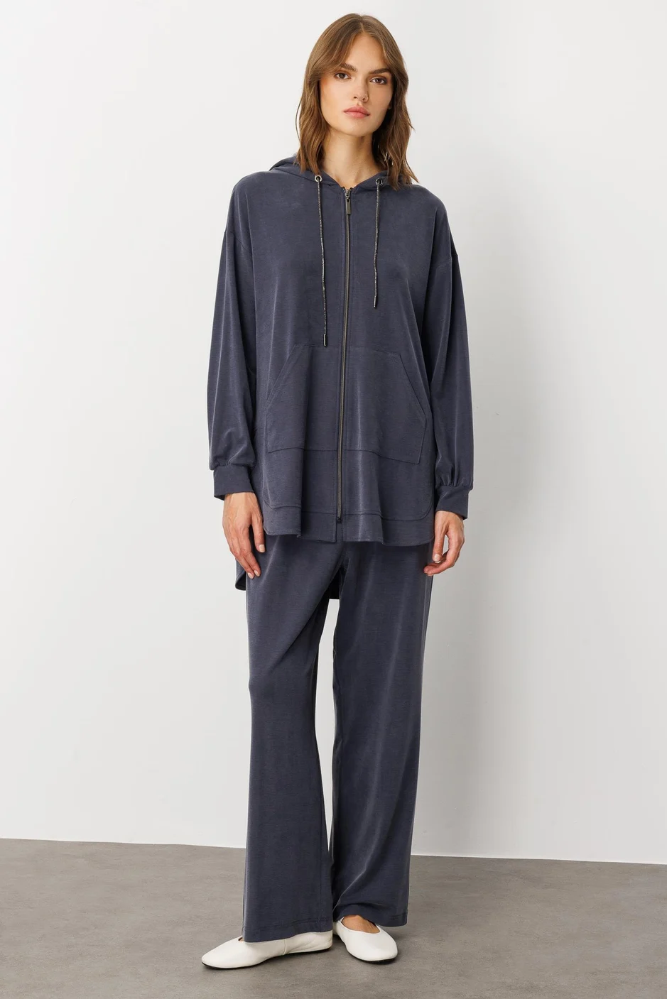 Soft Örme (miccell %55 doğal içerik) Elişi Detaylı Pantalon Kombin Takım