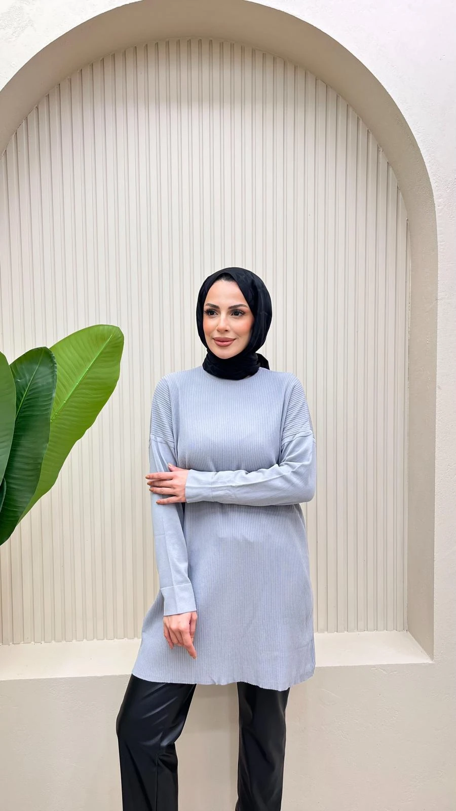 Fitilli Merserize Tunik - GRİ