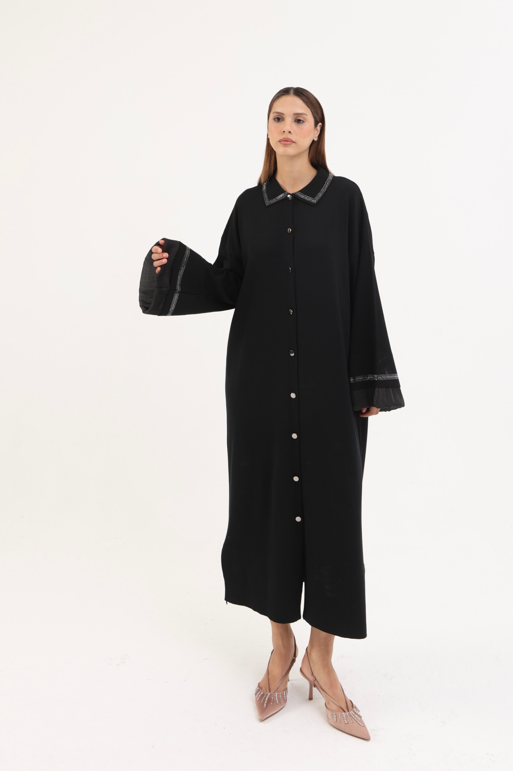 Tül Detaylı Merserize Hırka