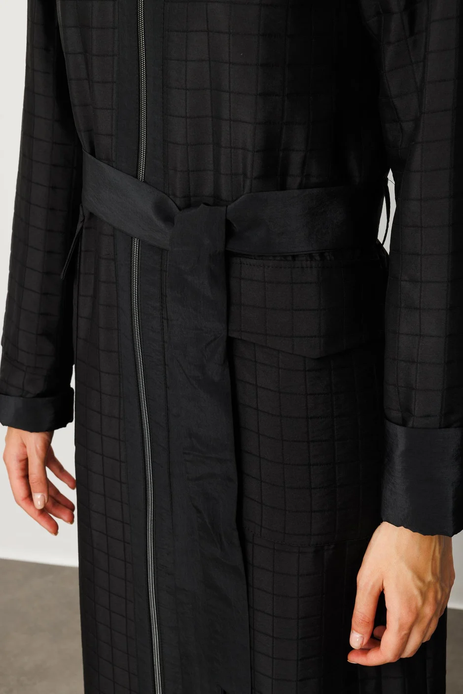 Jakar Kapitone ve Düz Garni Kumaşlı İçi Komple Astarlı Trench Kap